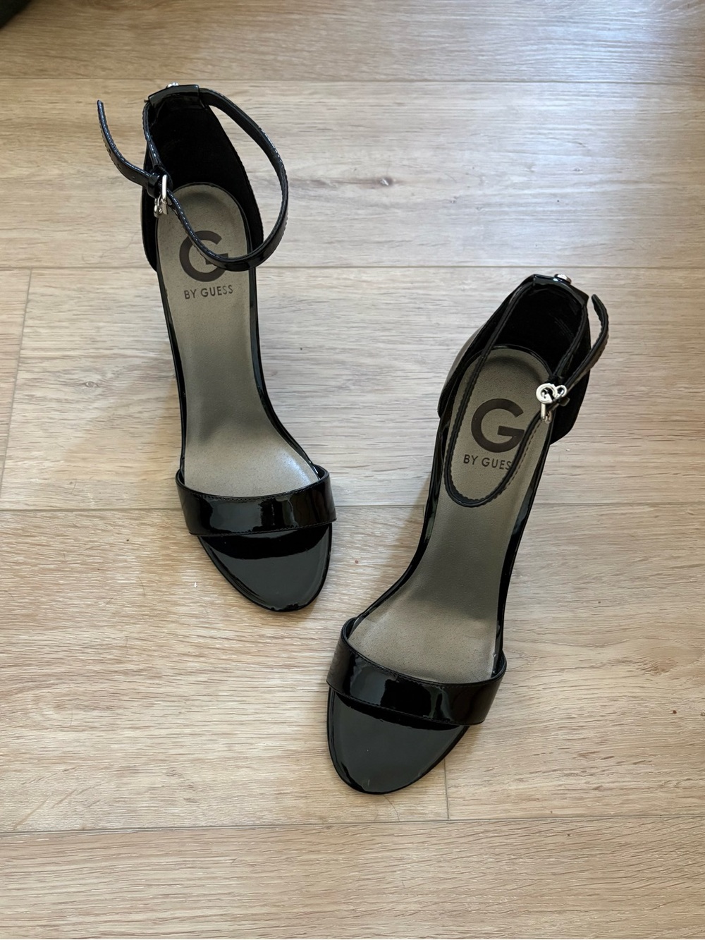 G by Guess Black “Shantel” Patent Ankle Strap Heels With Box Size 9